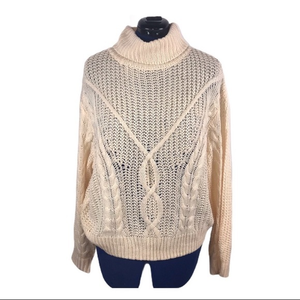 New All in Favor L cream wide knit‎ cowl neck long sleeve classic core sweater